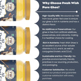 Natural Premium A2 Gir Cow Ghee By Fresh Wish | Naturally & Healthy Bilona Method Cow Ghee Good For Dishes | (1 Litre) 33.8 Ounce | Jar Pack